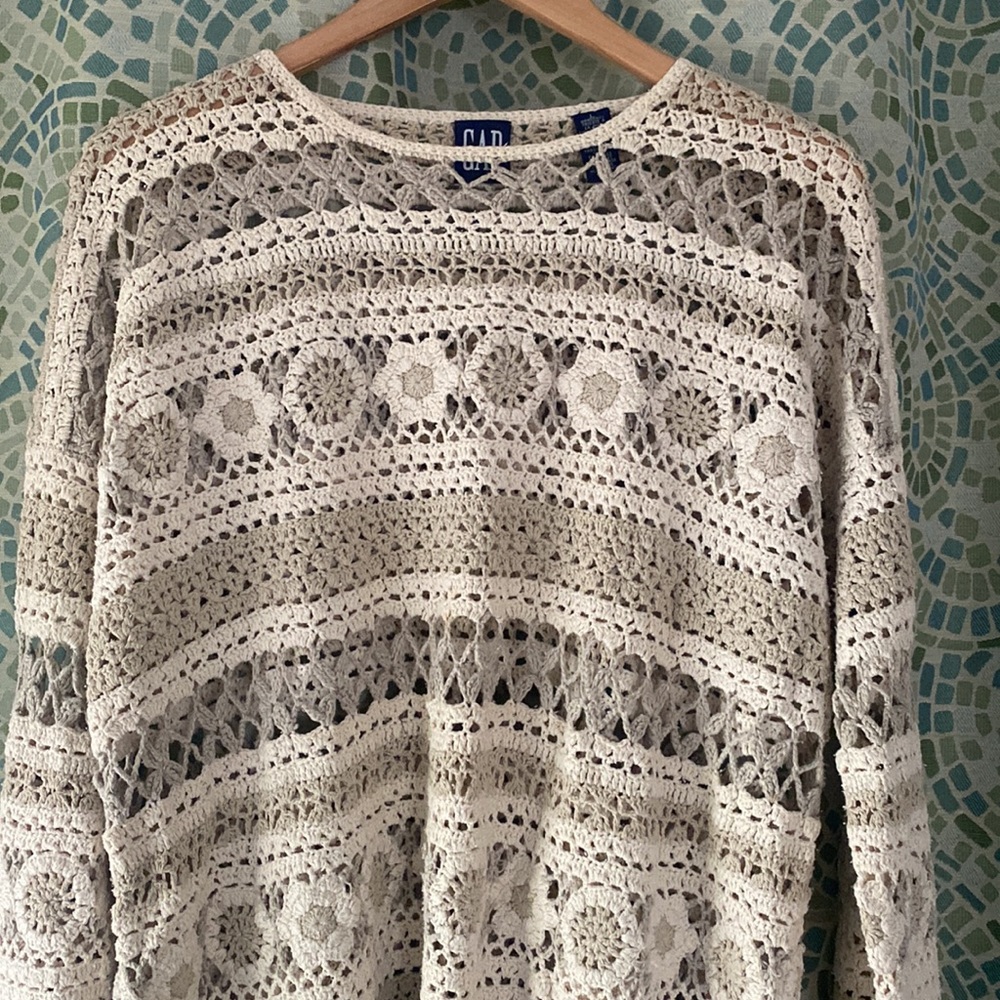 GAP silk and cotton crochet sweater L - Picture 5 of 5